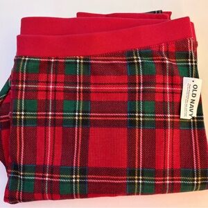 Waffle-Knit Pajama Leggings – Red Tartan Plaid – Women’s Size 3X
